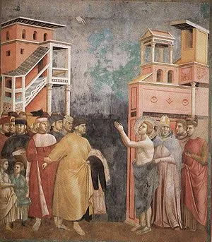 Giotto, "Rinuncia degli averi", 1292, Assisi, Basilica superiore.