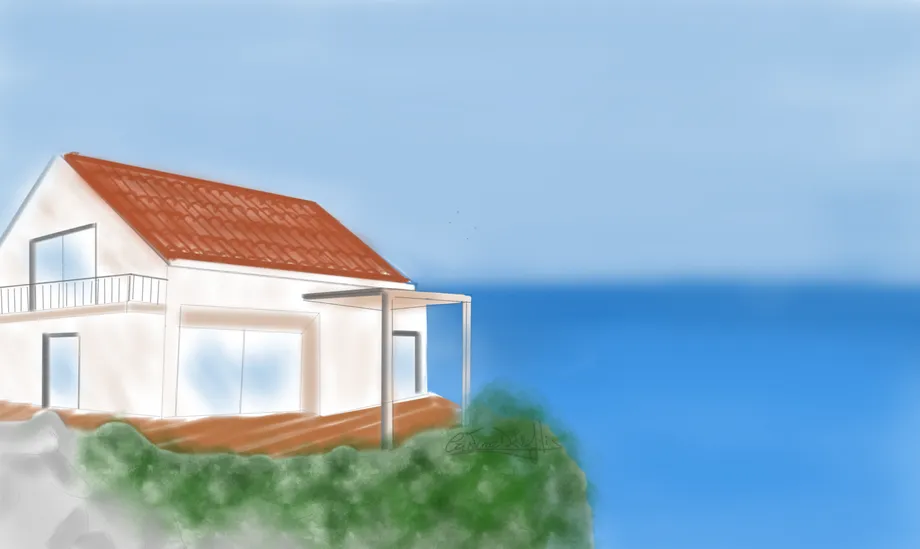 Concept sistema tetto a falda casa mare