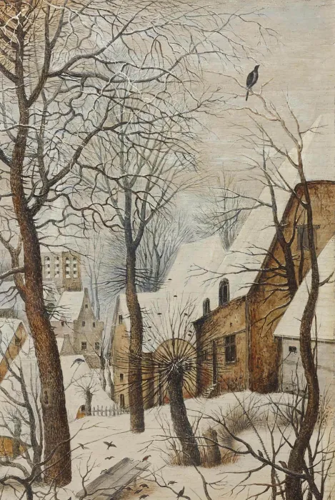 Pieter Bruegel, "Paesaggio invernale con pattinatori e trappola per uccelli"