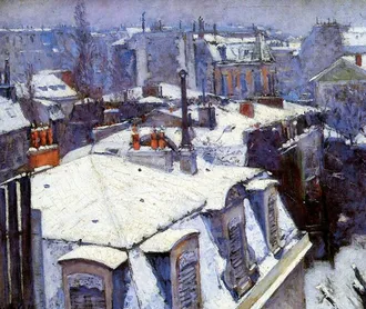 Gustave Caillebotte, "Veduta di tetti, effetto neve", 1878, Parigi, Museo d'Orsay