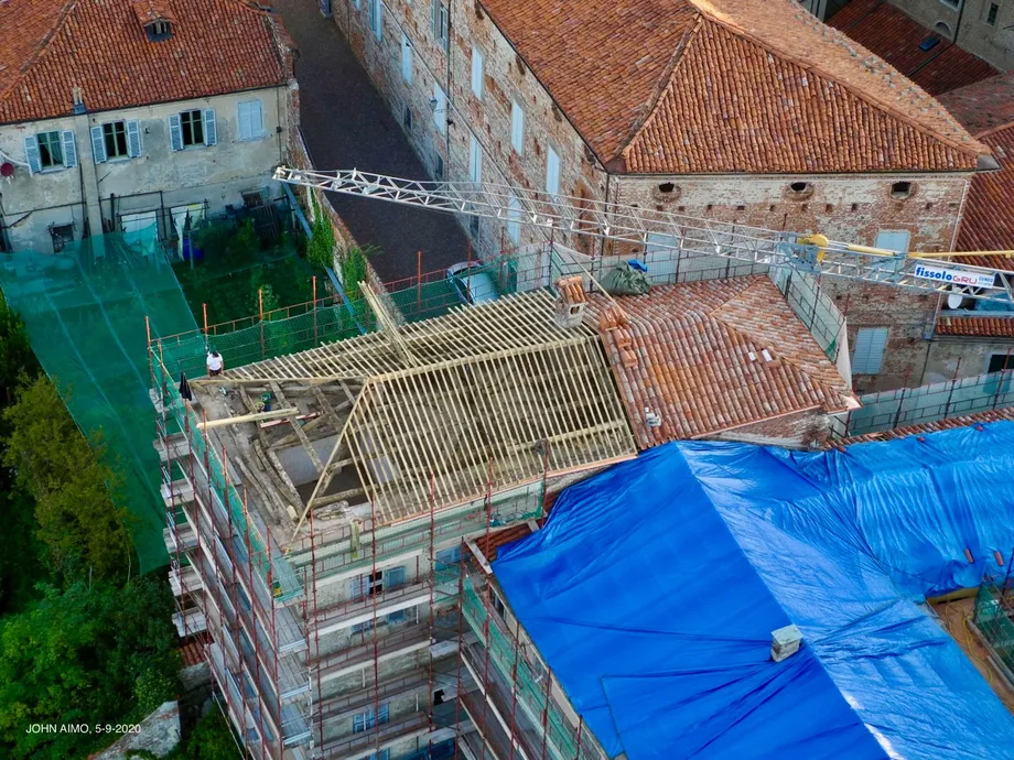 Vescovado a Mondovì - Struttura del tetto in legno