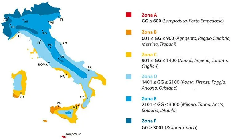 Zone climatiche in Italia
